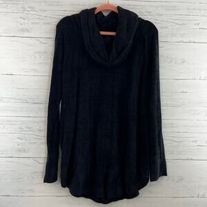 Barefoot Dreams Black Hooded Cozychic Open Front Cardigan Size M